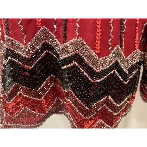 NWT VTG 80's Jean for Joseph Le Bon Silk Sequin Beaded Colorful Holiday Jacket M - Picture 2 of 12